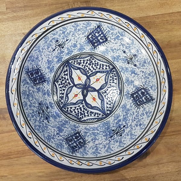 Handgefertigte Keramikschale aus Marokko, Ø 37 cm