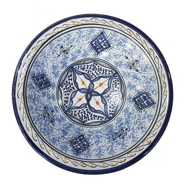 VERKAUFT! Handgefertigte Keramikschale aus Marokko, Ø 37 cm