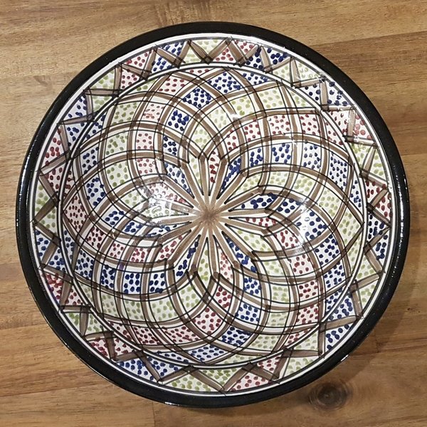 Handgefertigte Keramikschale aus Marokko, Ø 33 cm