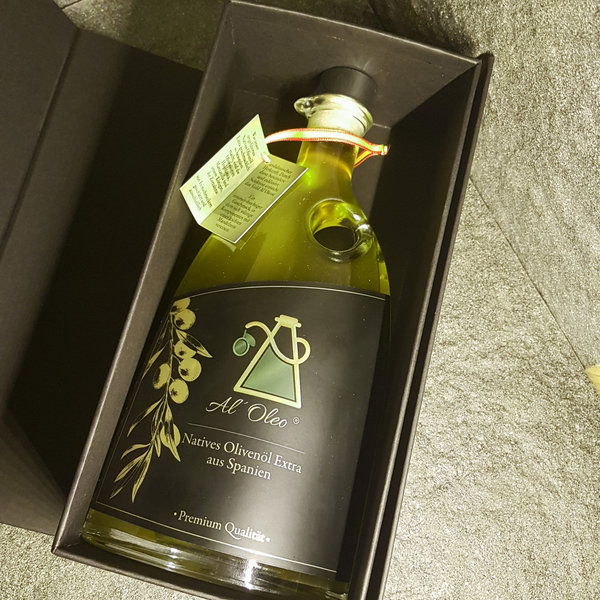 FRISCH EINGETROFFENNatives Olivenöl extra - Al´ Oleo - in der Präsentbox - 0,5 l