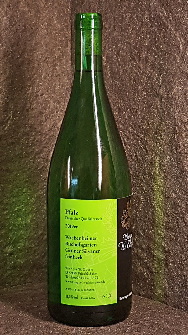 Wachenheimer Bischofsgarten Grüner Silvaner feinherb, Qualitätswein Pfalz - Weingut Eberle, 1l