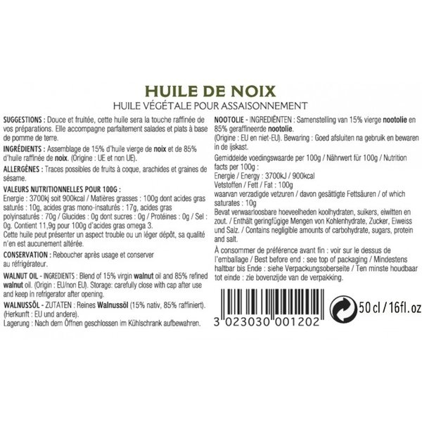 Walnussöl, Noyers-sur-Cher Frankreich - Huiles Guénard - 500 ml