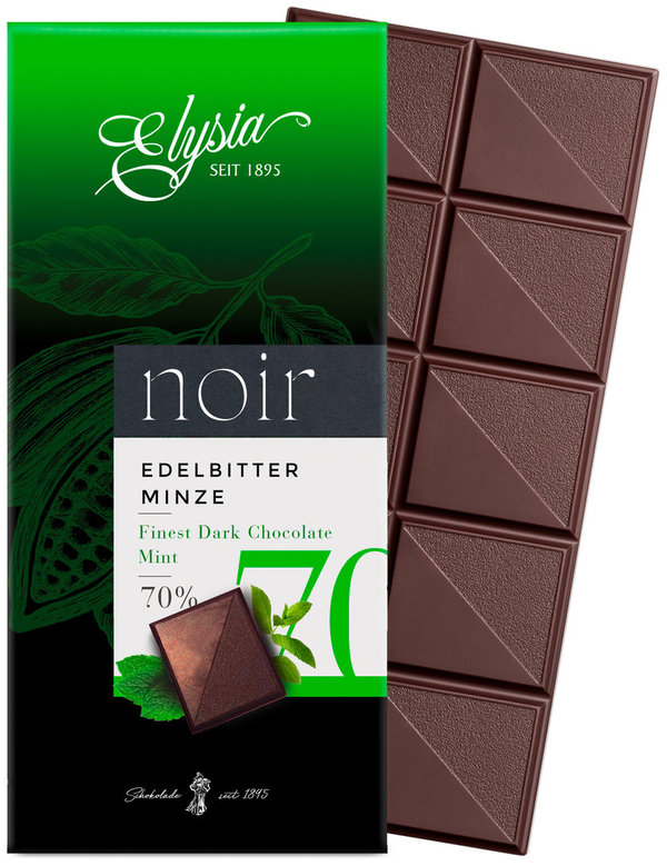 Elysia Noir Finest Dark Chocolate Mint 70 % - Edel-Bitterschokolade Minz
