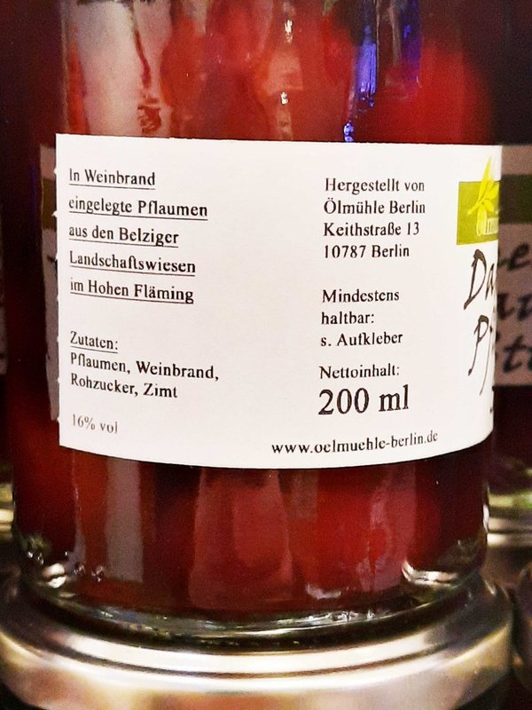 Damelanger Pflaumensturz - Pflaumen in Weinbrand - 0,2 l